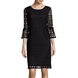 Black crotchet lace shift dress